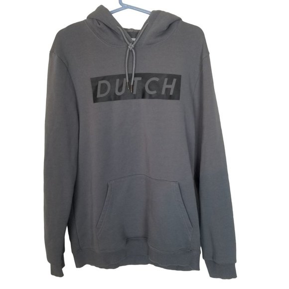 Dutch Brothers Mens M Gray Spell Out Long Sleeves Pullover Hoodie Sweatshirt - Picture 1 of 7